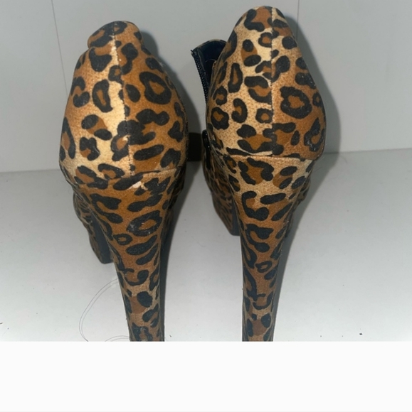 Leopard pattern heels chunky platform y2k booties mobster wife boots mafia wife - Picture 4 of 7